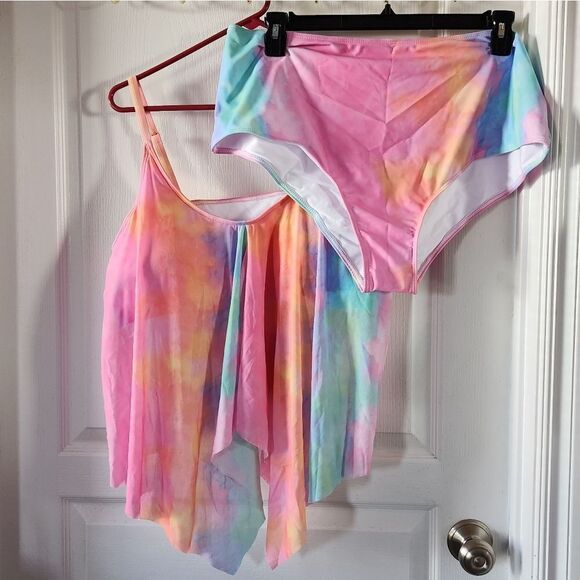 NWOT Colorful Tie-Dye Swimsuit Set - Picture 1 of 5